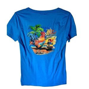 NWT Harley-Davidson Key West Shirt Womens Lrg Blue V-Neck Short Sleeve Motorcyle